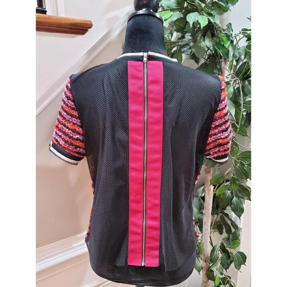 ASOS Womens Multicolor Striped Acrylic Short Sleeve Round Neck Top Blouse 10 - Picture 6 of 12